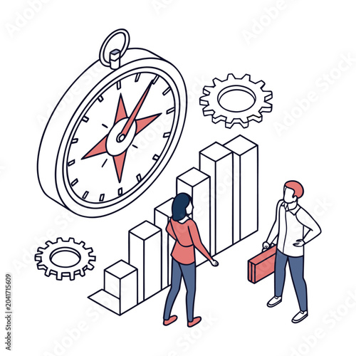 Professional isometric leadership icon suitable for team development, workplace management, startup leadership, and organizational success concepts.