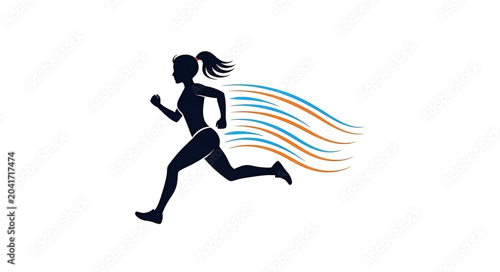 Obraz premium Runner Sprinting with Motion Speed Effect on White Background