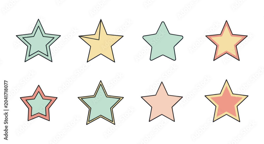Fototapeta premium Colorful Hand-drawn Stars Pattern for Kids Crafts, Decor, Invitations, and Education Projects, Cute Illustration for Creative Design