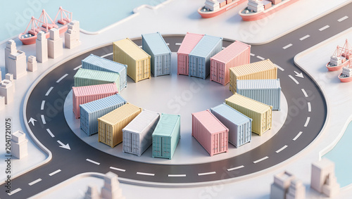 Pastel Container Roundabout Logistics Hub