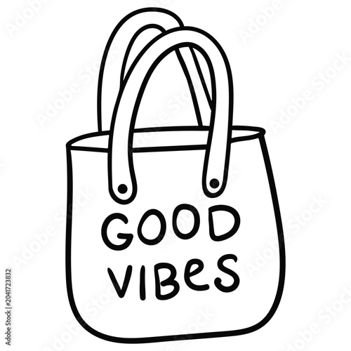 Linear drawing of a tote bag shopper with 