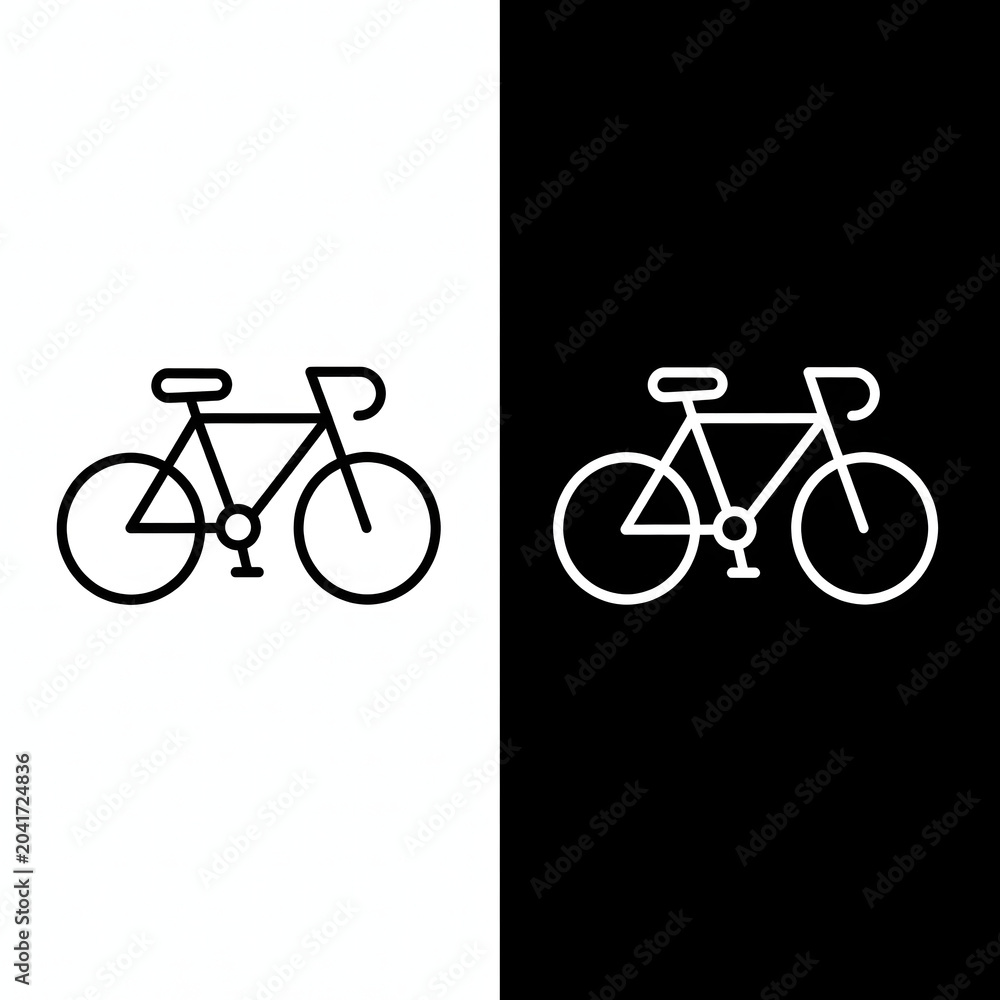 Fototapeta premium Minimalist Line Art Bicycle Icon Set in Black and White for Modern Graphic Design Projects, Perfect for Representing Transport, Sport, and Eco-Friendly Mobility Solutions