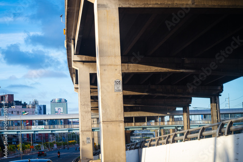 Tollway building city blue sky cloud transport industry