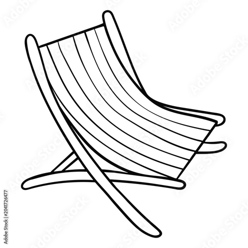 Linear drawing of a beach deck chair in doodle style.
