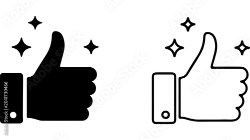 Set of Like Thumb Up Hand Sign Icons
