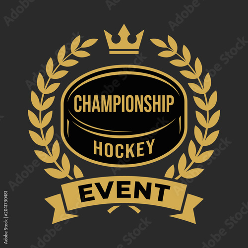 Elegant Championship Hockey Event Logo with Crown and Laurel Wreath Design for Brands