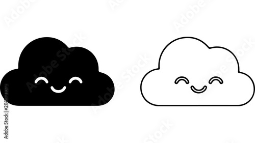 Foto Cute Happy Cloud Icons Set Vector