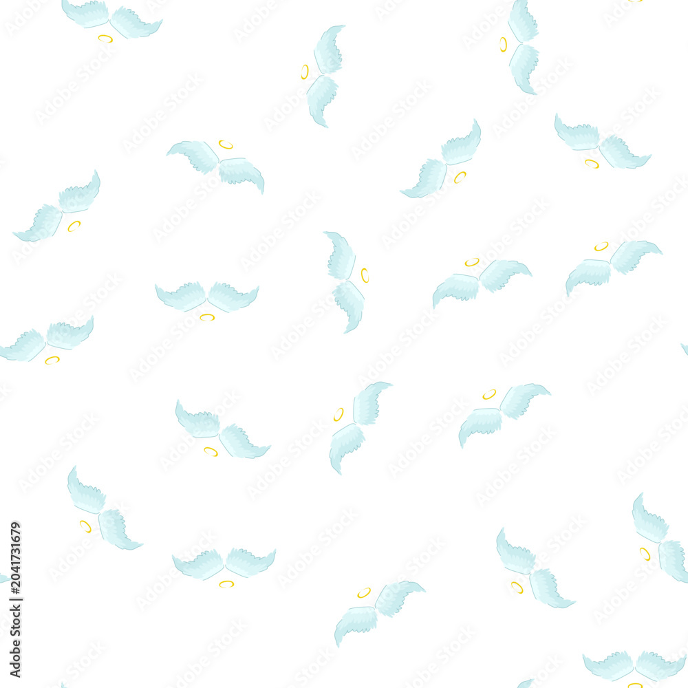 Fototapeta premium pattern halo wing angel cartoon. outline cupid, sketch heaven, eagle cute halo wing angel sign. seamless symbol vector illustration