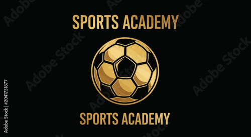 Elegant Football Academy Logo Design With Golden Ball And Dark Background