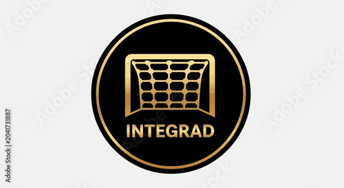 Elegant Football Goal Design Inside A Black Circle Representing A Sportive Logo
