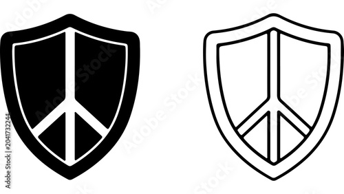 Photos Peace Symbol Shield Icons Black and White Set