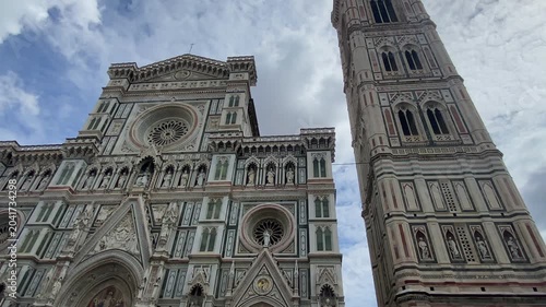 Detail of Cathedral of Santa Maria del Fiore and Giotto bell tower, Florence, Tuscany, Italy