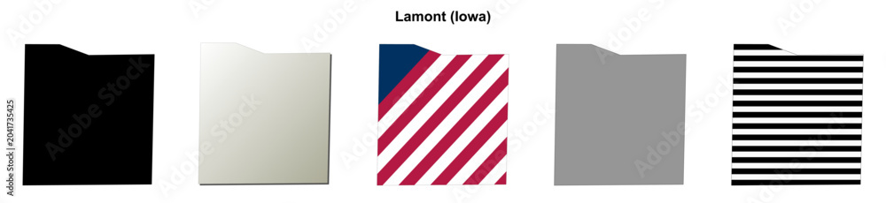 Fototapeta premium Lamont (Iowa) blank outline map set