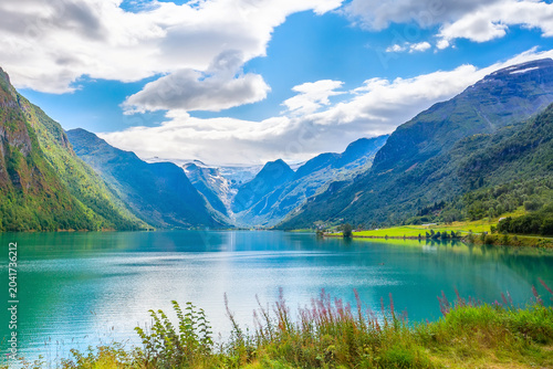 Billede på lærred Norway fjord and glacier landscape