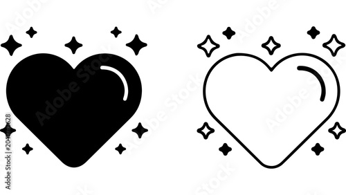 Obraz na plátně Minimalist Heart Shapes With Sparkling Star Accents