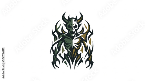 Fotografía Dark Fantasy Creature Illustration with Horns and Glowing Eyes.