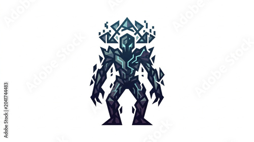 Tableau sur toile Dark Futuristic Robot Warrior with Glowing Energy.