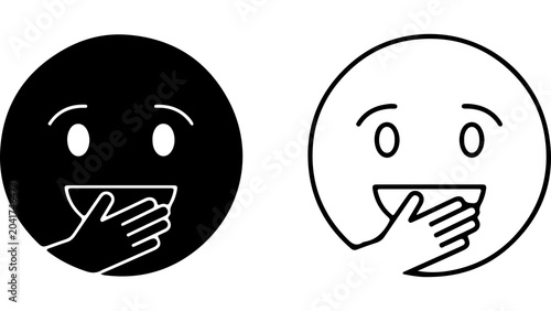 Billede på lærred Laughing Face Emoji Icon Set In Two Styles