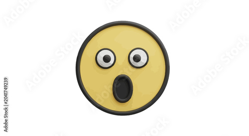 Tableau sur toile Yellow face with wide eyes and open mouth showing surprise