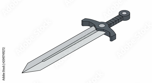 Schilderij op canvas Medieval broadsword with grey blade and ornate hilt