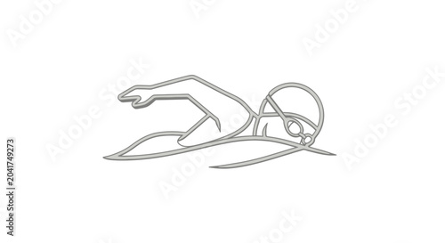 Schilderij op canvas Minimalist outline of person swimming freestyle stroke