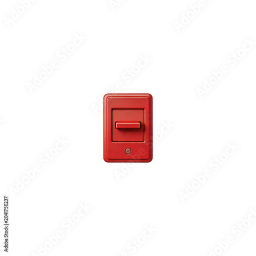 Red Industrial Emergency Stop Switch Icon on White Background 3D Render Illustration Safety Button for Control Panel