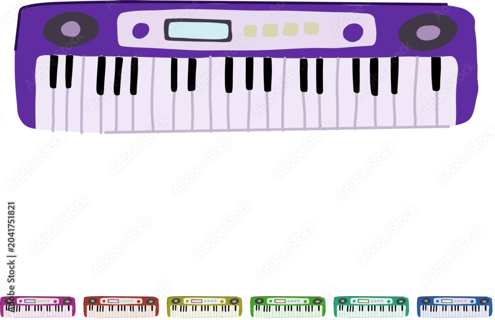 Fototapeta premium filter synthesizer cartoon. sequencer lfo, envelope arpeggiator, sampler polyphonic filter synthesizer sign vector