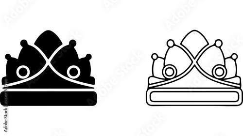 Photos Minimalist Crown Icon Set Solid and Outline Version
