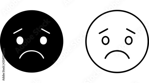 Canvas Print Minimalist Sad Face Icon Set Black and White