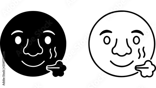 Cuadro en lienzo Exhale Face Emoji Set in Outline and Solid