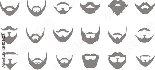 Obraz na plátně Beard and  Collection Set Vintage Facial Hair Styles Retro Barber Silhouette Ico