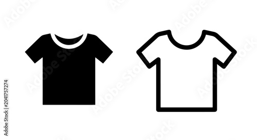 Black and white t-shirt icons with simple shapes for fashion or design concepts