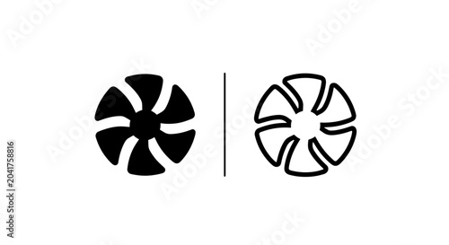 Bilde på lerret Turbine or fan rotor icon set, indicating airflow and power generation, solid an