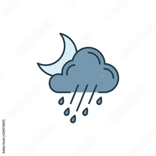 Night rain icon with dark cloud and moon.