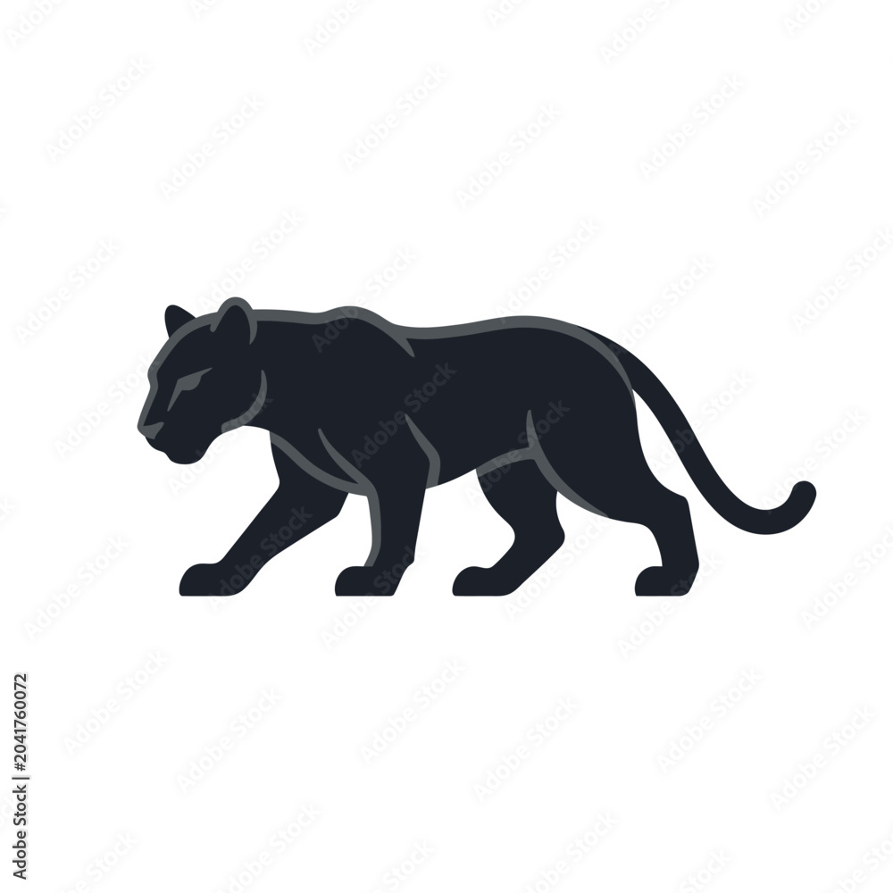 Fototapeta premium Sleek black panther walking prowling profile view.
