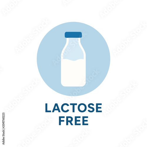 Flat lactose free icon isolated for healthy food packaging nutrition product labels menu restaurant grocery allergy information 4k alpha channel