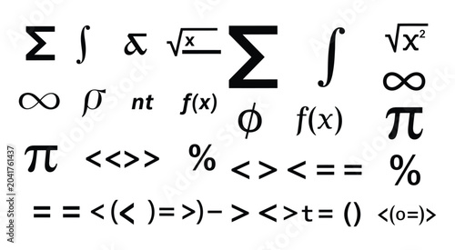 mathematical symbols on white background mathematics formula equation sigma integral
