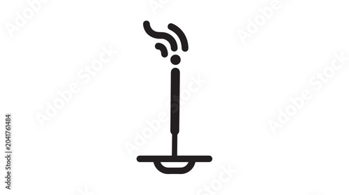 Incense stick vector icon illustration featuring a burning aromatic joss stick on a simple holder