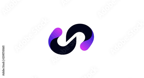 Abstract purple and blue gradient infinity loop logo design.