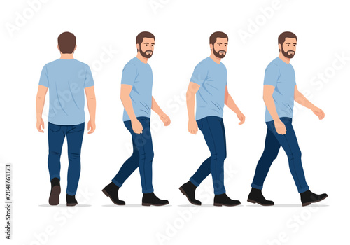 Foto Set of a man walking in different angles