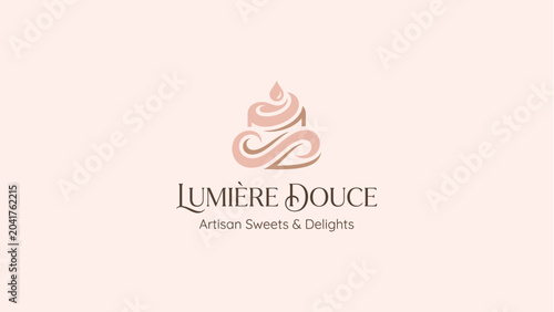 Lumière Douce Bakery Logo Design with Elegant Cake Icon