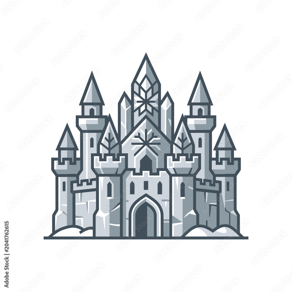Fototapeta premium Stylized geometric ice castle fantasy architecture.