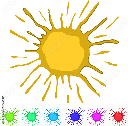 detection blood stain cartoon. spatter hemoglobin, dna evidence, investigation scene detection blood stain sign vector