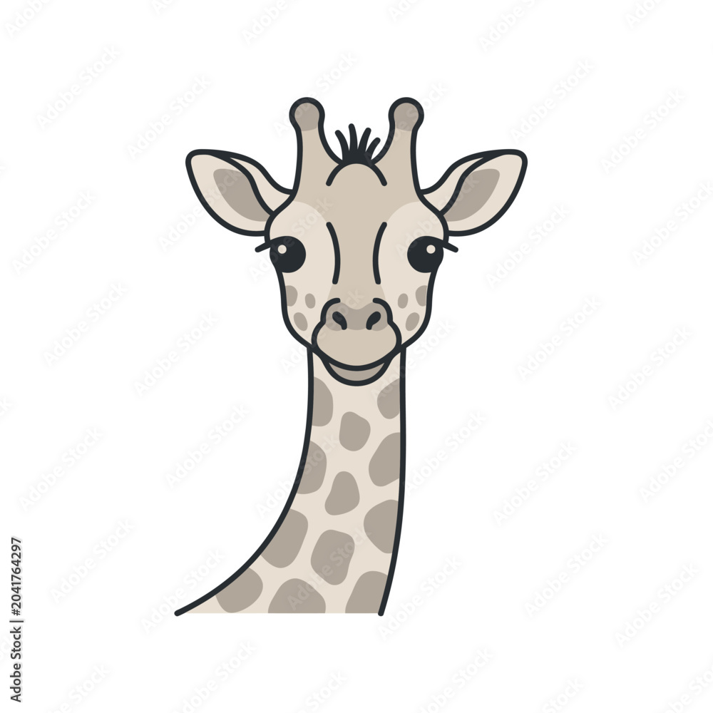 Obraz premium Cute flat line art portrait of a giraffe head.
