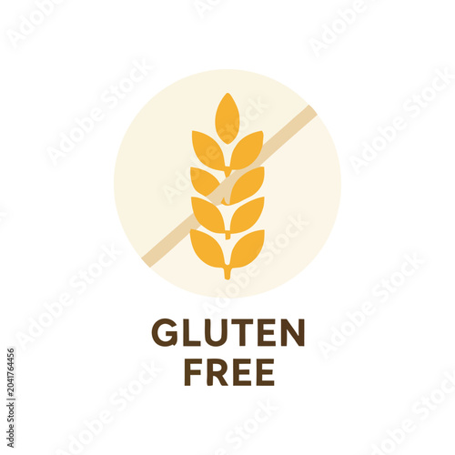 Flat gluten free food label icon isolated for healthy diet packaging restaurant menu grocery nutrition product labeling allergy information