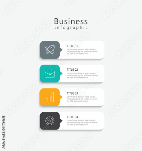 Infographic 4 step design elements for business.