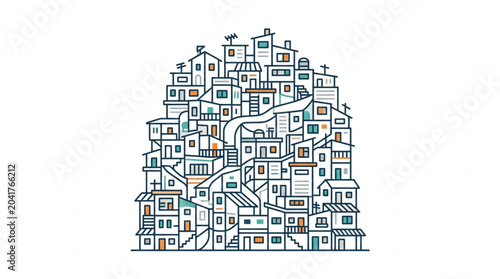 Dense Urban Housing Complex Illustration.