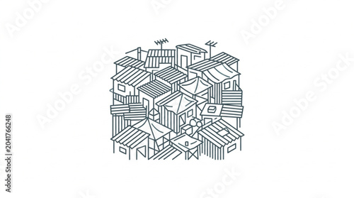 Canvastavla Dense Urban Slum Housing Illustration.