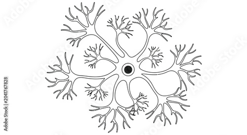 Tableau sur toile Detailed illustration of a neuron with branching dendrites and a cell body