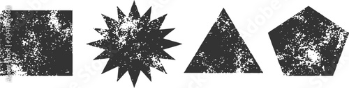 Cuadro en lienzo Distressed grunge geometric shapes collection including triangle square and starburst with rough texture vector illustration